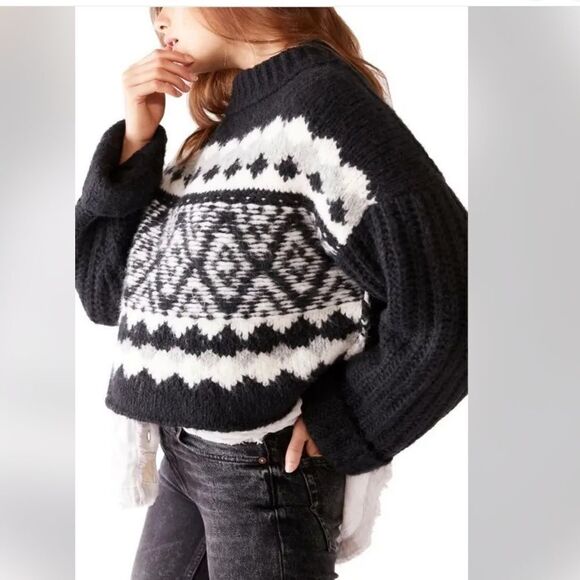 Free People Onyx Combo Fair Isle Sweater - Picture 1 of 3